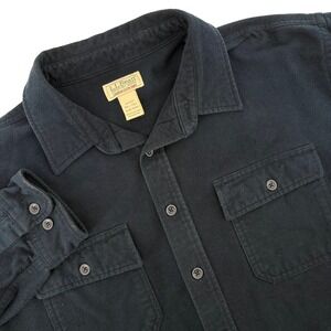 LL Bean Mens XXL Tall Navy Blue Chamois Cloth Shirt Heavyweight Cotton 187924